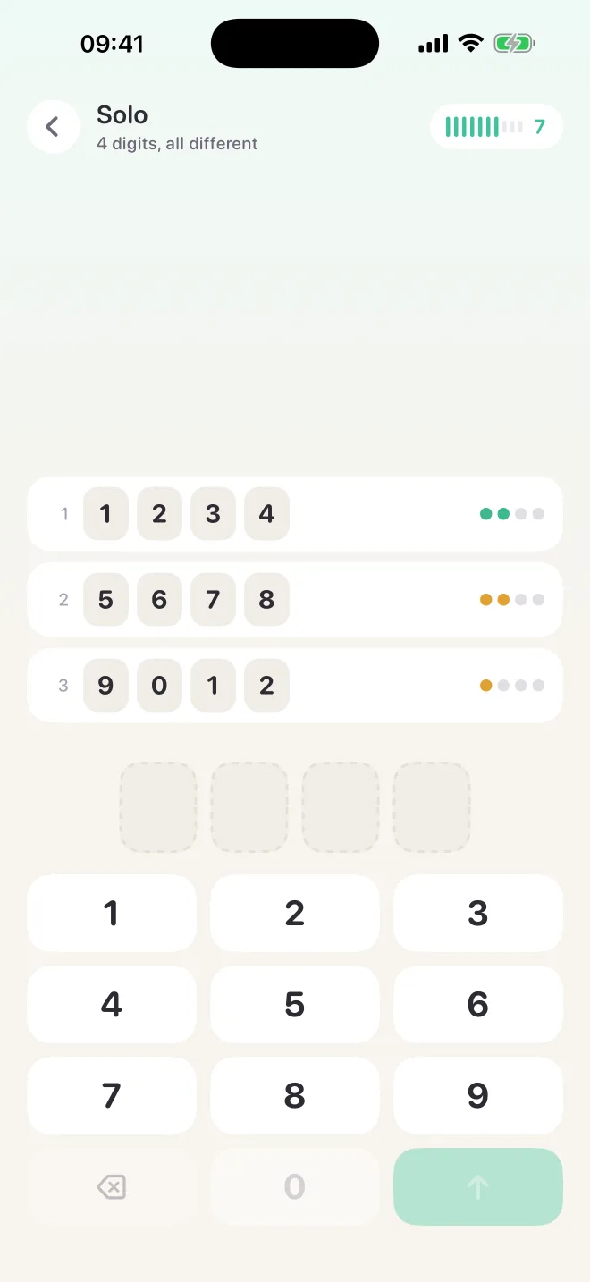 Number Guess solo board