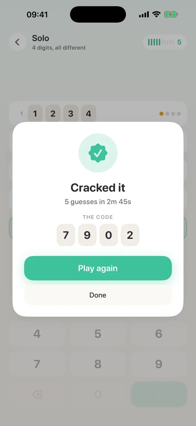 Number Guess solved board