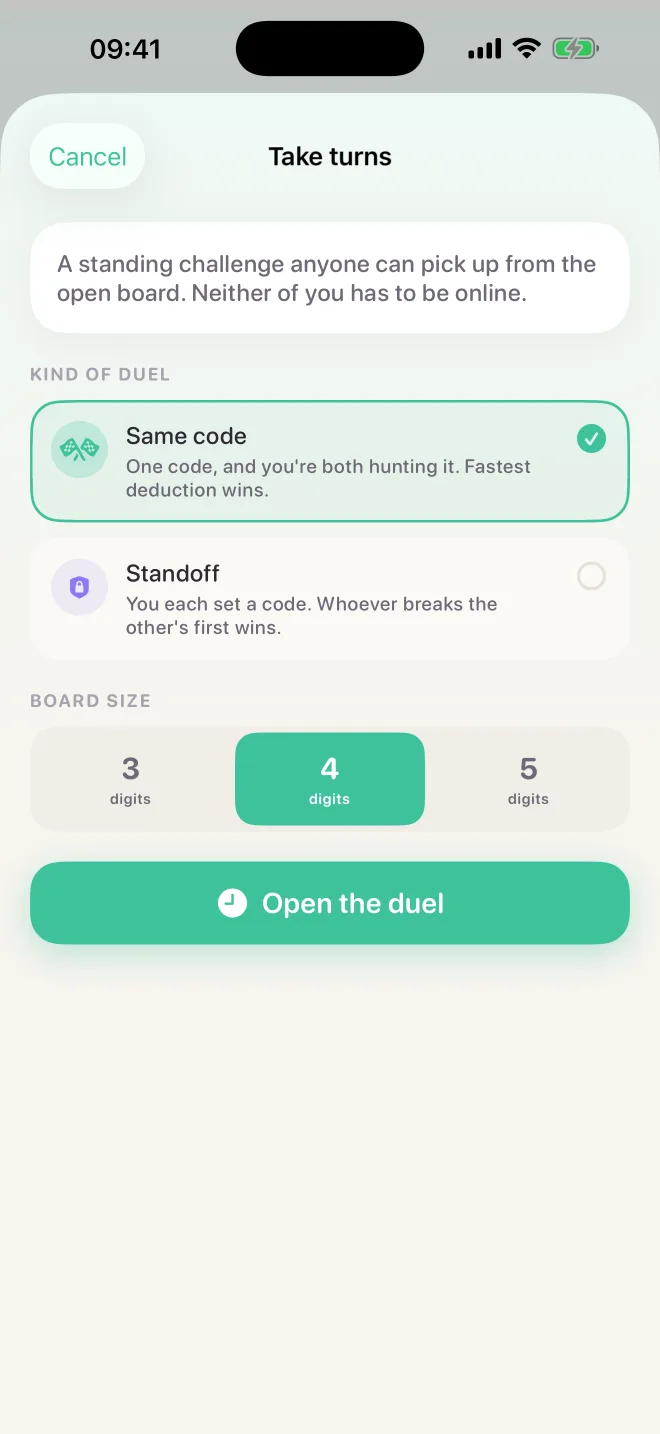 Number Guess duel setup